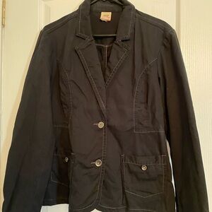 Faded Glory retro Y2K Black stretch button down jacket fit and flare